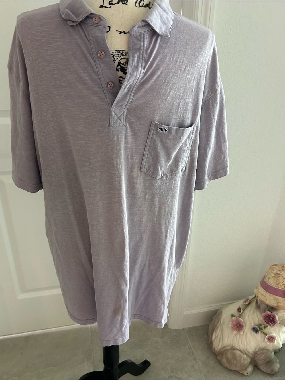 Fish Hippie Men's Lavender Short-Sleeve Polo Shirt with Pocket